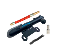 Велонабор VS-PUN-02: ручной насос и шланг красный с удлинителем ниппеля для велосипеда, самоката