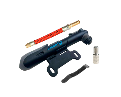 Велонабор VS-PUN-02: ручной насос и шланг красный с удлинителем ниппеля для велосипеда, самоката