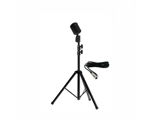 Микрофон винтажный черный, кабель 2.5 м XLR (female) – mini-jack 3.5 mm (male), на напольной стойке JBH