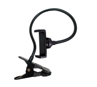 Гибкий держатель GDT85-MPR для телефона до 85 мм и весом 500 гр на металл прищепке, черный