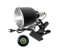 Светильник LST145 на прищепке PR1 и термометр гигрометр для террариума рептилий