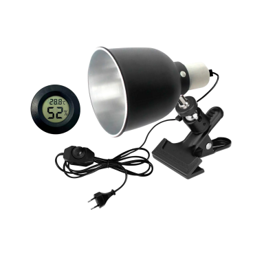 Светильник LST145D с диммером на прищепке PR1 и термометр гигрометр для террариума рептилий