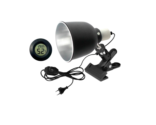 Светильник LST145D с диммером на прищепке PR1 и термометр гигрометр для террариума рептилий