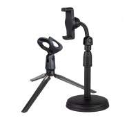 Держатель-подставка для смартфона CXP-050 и настольная стойка NK-11 с держателем для ручного микрофона