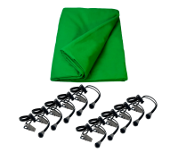 Фотофон хромакей 2х3 м и 10 боковых зажимов с металлической прищепкой