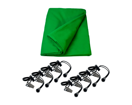 Фотофон хромакей 1.8х3 м и 8 боковых зажимов с металлической прищепкой