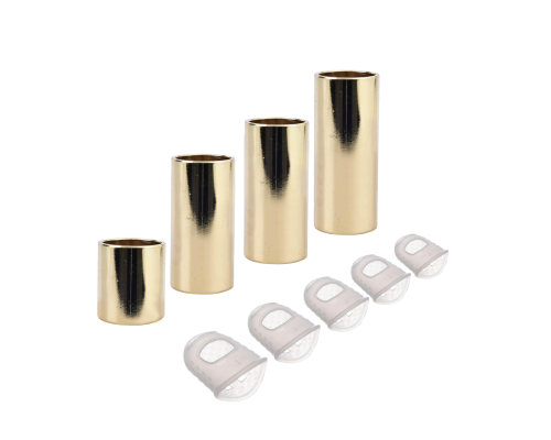 Слайдеры, высота 28, 51, 60 и 70 мм, сталь, цвет золото и напальчники силиконовые белые для игры на гитаре, размер XXS, XS, S, M, L