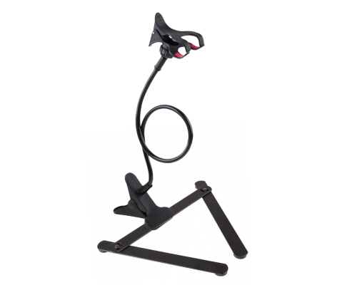 Гибкий черный держатель PP-B-P для фитолампы на пластиковой прищепке и настольной подставке