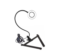 Гибкий черный светильник настольный RL-9bd-P, диаметр 9 см, на прищепке и настольной подставке