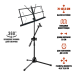 Подставка для нот PML-01-DT85 складной пюпитр на стойке с держателем для телефона на шарнире