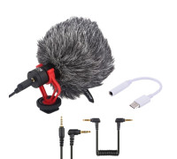 Микрофон накамерный BY-MM1 пушка с ветрозащитой и переходником Jack 3.5 мм - USB Type-C