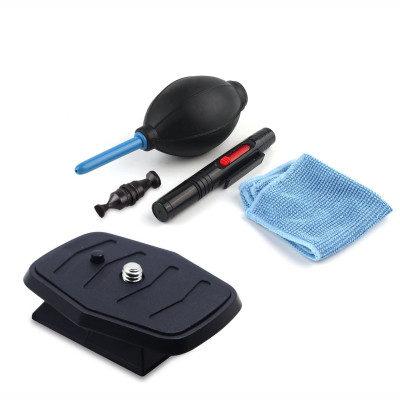 Быстросъемная штативная площадка 44.6х44.6 мм и набор для чистки объектива 3 в 1: салфетка, воздуходувка, ручка карандаш для чистки