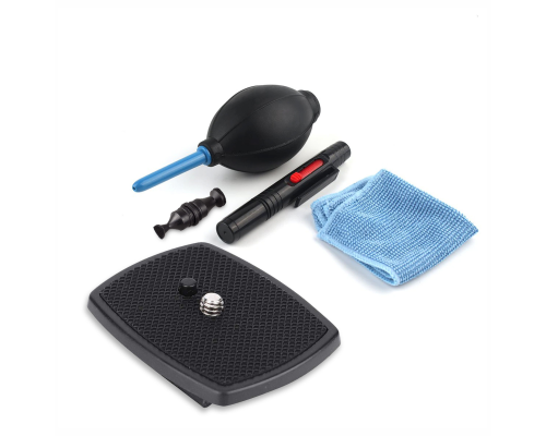 Быстросъемная площадка BH-6 для штатива, 43x43 мм, и набор для чистки объектива 3 в 1: салфетка, воздуходувка, ручка карандаш для чистки