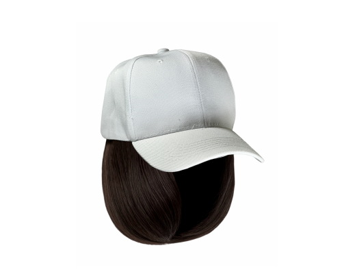 Парик: белая кепка с короткими прямыми волосами 20 см, цвет темно-каштановый