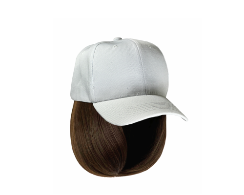 Парик: белая кепка с короткими прямыми волосами 20 см, цвет светло-каштановый