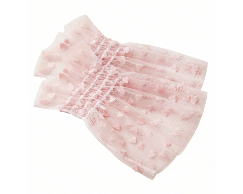 Манжеты для съемки маникюра, материал тюль, узор розовые сердечки, 1 пара