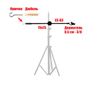 Наклонная стойка PRO-63-15T2K с крючком для противовеса с держателем для телефона для горизонтальной съемки сверху на штатив 15 мм