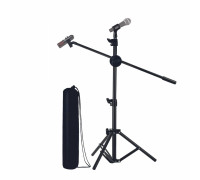 Микрофонная стойка журавль MCPro-4C с держателем бочонок, держателем прищепка и чехлом для переноски