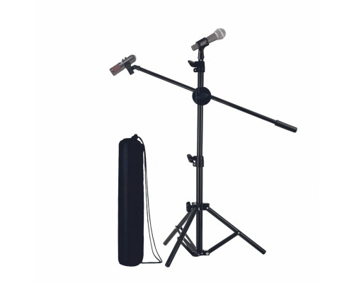 Микрофонная стойка журавль MCPro-4C с держателем бочонок, держателем прищепка и чехлом для переноски