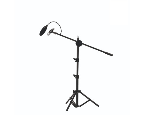 Напольная стойка для микрофона журавль MCPro-24P с поп-фильтром диаметром 15.5 см