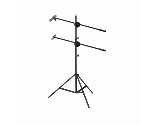 Микрофонная стойка двойной журавль JBDuo-2 с держателем для ручного микрофона и с держателем прищепка