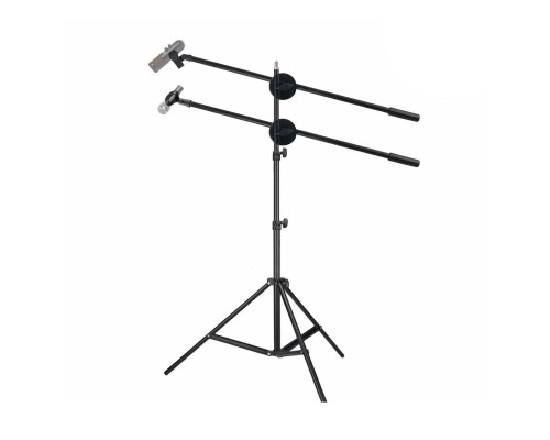 Микрофонная стойка двойной журавль LSDuo-3 с держателем для ручного микрофона и с держателем прищепка