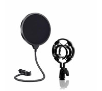 Поп-фильтр диаметром 15.5 см с пластиковым держателем микрофона "паук" 