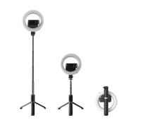 Штатив-монопод MJ07 с кольцевой RGB лампой 16 см, Bluetooth пультом, длина 85 см