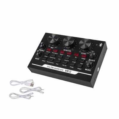 Внешняя звуковая карта V8 II, микшер с возможностью подключения к компьютеру и Bluetooth