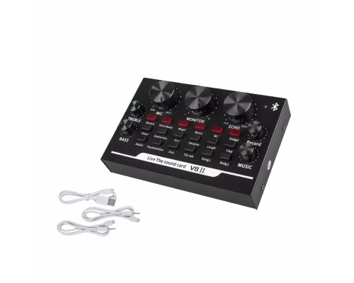 Внешняя звуковая карта V8 II, микшер с возможностью подключения к компьютеру и Bluetooth