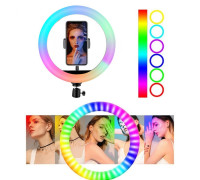 Кольцевая лампа RGB на треноге, держатель телефона и микрофона, журавль, шарнир 3/8, диаметр 26 см