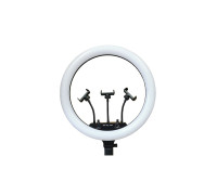 Кольцевая селфи лампа на штативе RGB LED MJ18 с тремя держателями для смартфона, диаметр 45 см