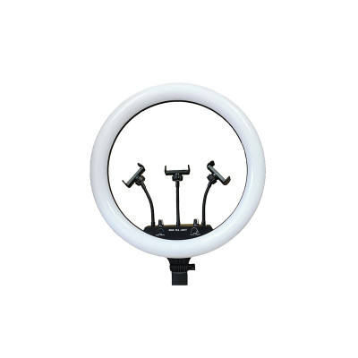 Кольцевая селфи лампа на штативе RGB LED MJ18 с тремя держателями для смартфона, диаметр 45 см