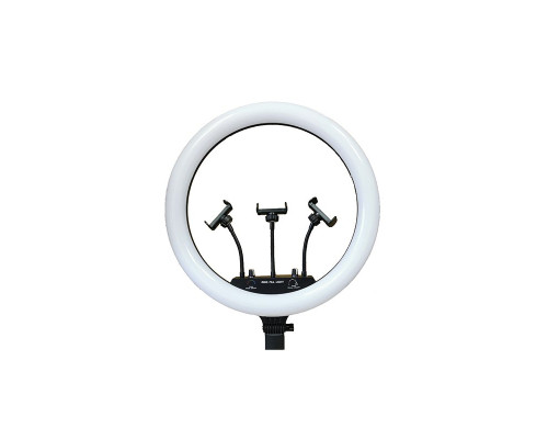 Кольцевая селфи лампа на штативе RGB LED MJ18 с тремя держателями для смартфона, диаметр 45 см