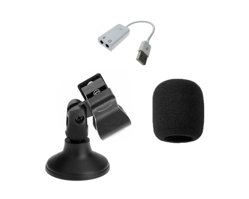 Конденсаторный микрофон BM-800 с настольным держателем и USB адаптером, черно-золотой