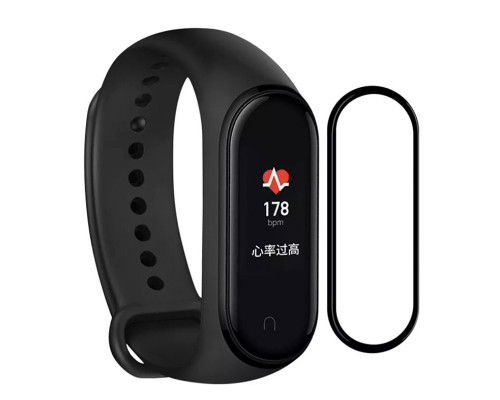 Защитная пленка для Xiaomi MI Band 4, с полной проклейкой, чёрная