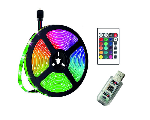 Светодиодная лента RB3 Strip Lights с пультом и возможностью управления с телефона и работы в такт музыке, длина 5 метров
