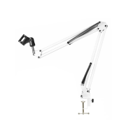 Настольная стойка, пантограф NB-35W белый с белой струбциной и с держателем для микрофона бочонок