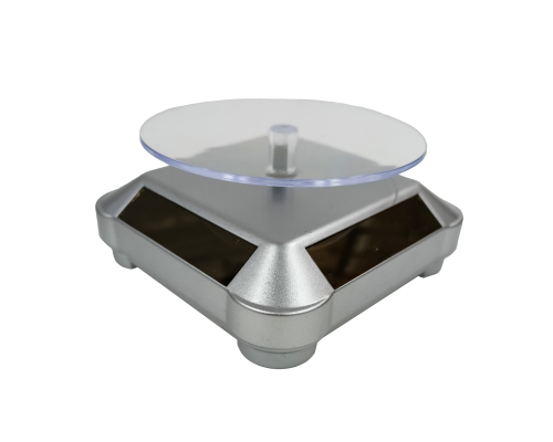 Вращающаяся подставка для товара с электроприводом с солнечной батареей, серебряная