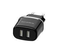 Сетевое зарядное устройство на 2 выхода USB 2.4A BA25A Borofone черный