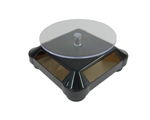 Вращающаяся подставка для товара с электроприводом с солнечной батареей, черная