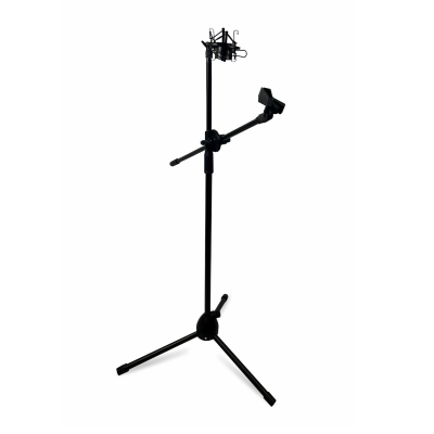 Напольная стойка для микрофона журавль Pro-55 с держателем прищепка и металлическим держателем паук
