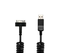 Кабель USB - Apple 30 pin, пружинный, черный