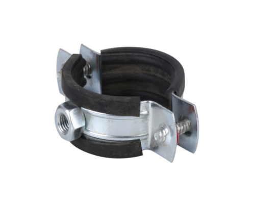 Хомут трубный с гайкой 39-46мм 1 1/4" М8 + звукоизоляционная резина