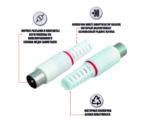 Антенный разъем штекер TV (папа), без пайки