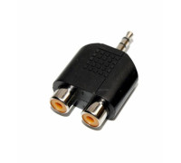 Переходник 2 гнезда RCA (мама) - штекер 3.5 мм стерео (3 pin) mini-jack (папа)