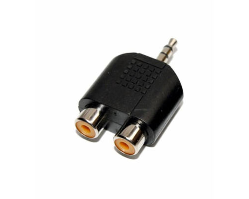Переходник 2 гнезда RCA (мама) - штекер 3.5 мм стерео (3 pin) mini-jack (папа)