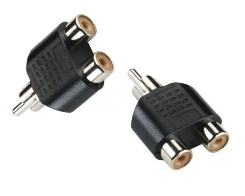 Переходник 2 гнезда RCA (мама) - штекер RCA (папа)