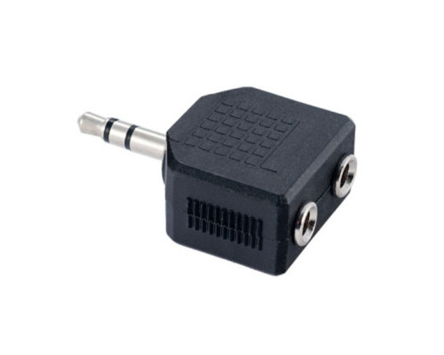 Переходник 2 гнезда jack 3.5 мм (мама) - штекер jack 3.5 мм (папа), стерео (3 pin)