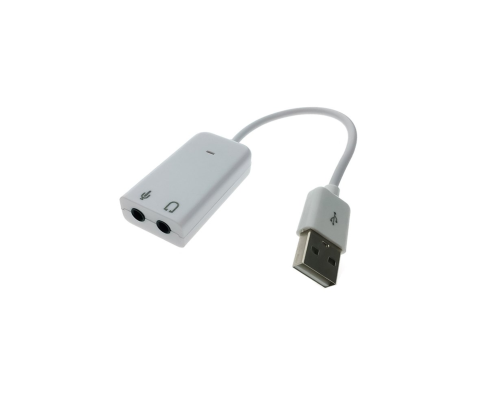 Аудио адаптер USB для микрофона, два разъема mini-jack 3.5 мм